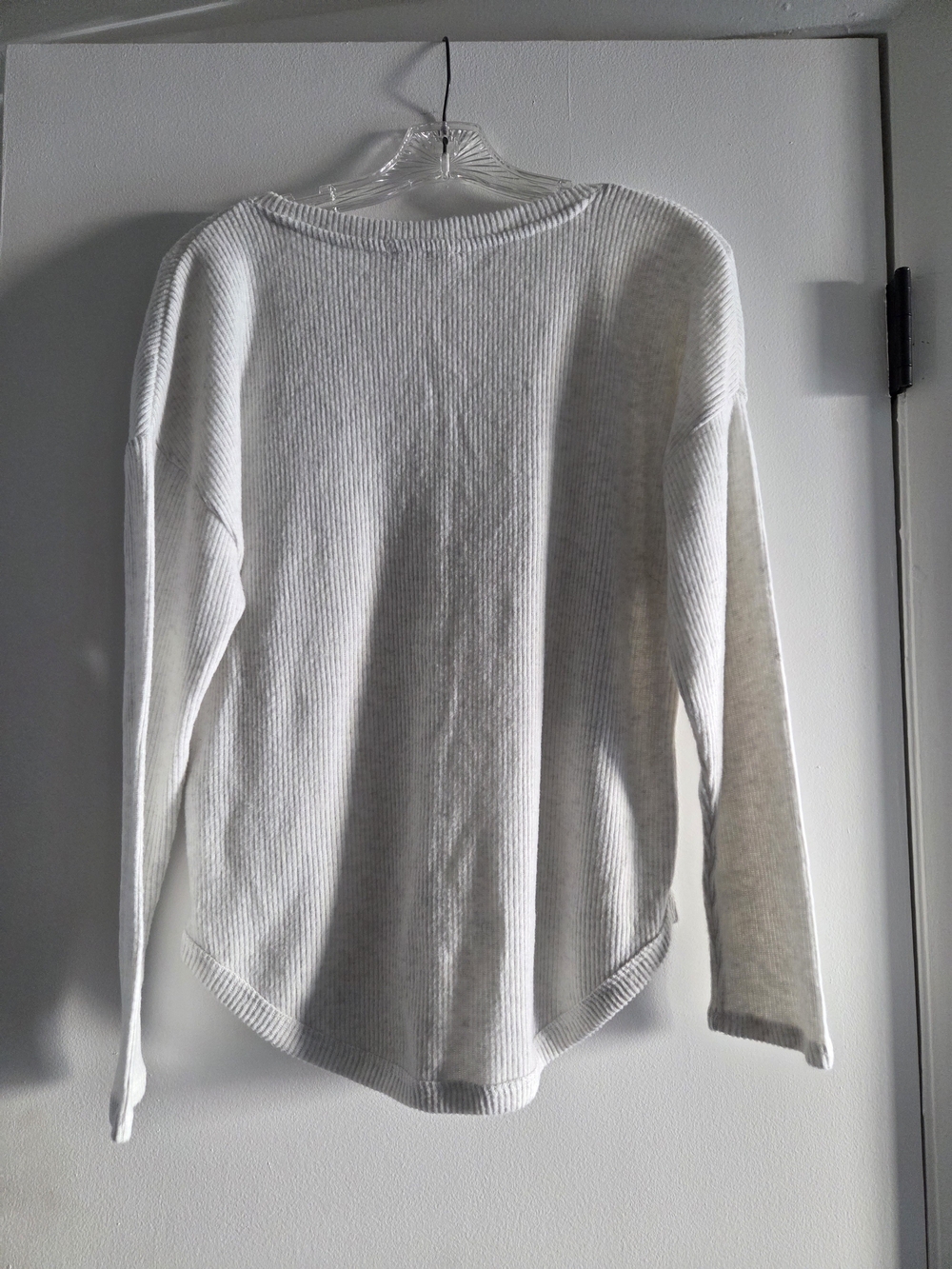 Soft V-Neck White Ribbed Sweater - Picture 2 of 5